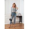 imageVICHYIE Summer Womens Scoop Neck Short Sleeve Shirts Ribbed Slim Fitted Casual Basic Top BlousesLonggrey