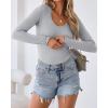 imageVICHYIE Summer Womens Scoop Neck Short Sleeve Shirts Ribbed Slim Fitted Casual Basic Top BlousesLonggrey