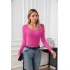 imageVICHYIE Summer Womens Scoop Neck Short Sleeve Shirts Ribbed Slim Fitted Casual Basic Top BlousesLonghot Pink