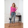 imageVICHYIE Summer Womens Scoop Neck Short Sleeve Shirts Ribbed Slim Fitted Casual Basic Top BlousesLonghot Pink