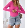 imageVICHYIE Summer Womens Scoop Neck Short Sleeve Shirts Ribbed Slim Fitted Casual Basic Top BlousesLonghot Pink