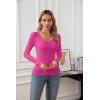 imageVICHYIE Summer Womens Scoop Neck Short Sleeve Shirts Ribbed Slim Fitted Casual Basic Top BlousesLonghot Pink