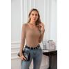 imageVICHYIE Summer Womens Scoop Neck Short Sleeve Shirts Ribbed Slim Fitted Casual Basic Top BlousesLongkhaki