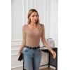 imageVICHYIE Summer Womens Scoop Neck Short Sleeve Shirts Ribbed Slim Fitted Casual Basic Top BlousesLongkhaki