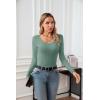 imageVICHYIE Summer Womens Scoop Neck Short Sleeve Shirts Ribbed Slim Fitted Casual Basic Top BlousesLonglight Green