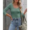 imageVICHYIE Summer Womens Scoop Neck Short Sleeve Shirts Ribbed Slim Fitted Casual Basic Top BlousesLonglight Green