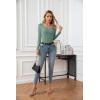 imageVICHYIE Summer Womens Scoop Neck Short Sleeve Shirts Ribbed Slim Fitted Casual Basic Top BlousesLonglight Green