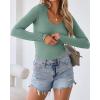 imageVICHYIE Summer Womens Scoop Neck Short Sleeve Shirts Ribbed Slim Fitted Casual Basic Top BlousesLonglight Green