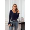 imageVICHYIE Summer Womens Scoop Neck Short Sleeve Shirts Ribbed Slim Fitted Casual Basic Top BlousesLongnavy