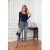 imageVICHYIE Summer Womens Scoop Neck Short Sleeve Shirts Ribbed Slim Fitted Casual Basic Top BlousesLongnavy