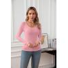 imageVICHYIE Summer Womens Scoop Neck Short Sleeve Shirts Ribbed Slim Fitted Casual Basic Top BlousesLongpink