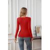 imageVICHYIE Summer Womens Scoop Neck Short Sleeve Shirts Ribbed Slim Fitted Casual Basic Top BlousesLongred