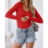 imageVICHYIE Summer Womens Scoop Neck Short Sleeve Shirts Ribbed Slim Fitted Casual Basic Top BlousesLongred