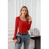 imageVICHYIE Summer Womens Scoop Neck Short Sleeve Shirts Ribbed Slim Fitted Casual Basic Top BlousesLongred