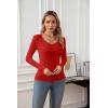 imageVICHYIE Summer Womens Scoop Neck Short Sleeve Shirts Ribbed Slim Fitted Casual Basic Top BlousesLongred