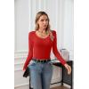 imageVICHYIE Summer Womens Scoop Neck Short Sleeve Shirts Ribbed Slim Fitted Casual Basic Top BlousesLongred