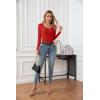 imageVICHYIE Summer Womens Scoop Neck Short Sleeve Shirts Ribbed Slim Fitted Casual Basic Top BlousesLongred
