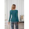 imageVICHYIE Summer Womens Scoop Neck Short Sleeve Shirts Ribbed Slim Fitted Casual Basic Top BlousesLongteal