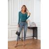 imageVICHYIE Summer Womens Scoop Neck Short Sleeve Shirts Ribbed Slim Fitted Casual Basic Top BlousesLongteal
