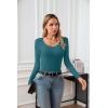 imageVICHYIE Summer Womens Scoop Neck Short Sleeve Shirts Ribbed Slim Fitted Casual Basic Top BlousesLongteal