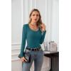 imageVICHYIE Summer Womens Scoop Neck Short Sleeve Shirts Ribbed Slim Fitted Casual Basic Top BlousesLongteal