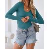 imageVICHYIE Summer Womens Scoop Neck Short Sleeve Shirts Ribbed Slim Fitted Casual Basic Top BlousesLongteal