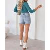 imageVICHYIE Summer Womens Scoop Neck Short Sleeve Shirts Ribbed Slim Fitted Casual Basic Top BlousesLongteal