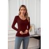 imageVICHYIE Summer Womens Scoop Neck Short Sleeve Shirts Ribbed Slim Fitted Casual Basic Top BlousesLongwine Red
