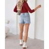 imageVICHYIE Summer Womens Scoop Neck Short Sleeve Shirts Ribbed Slim Fitted Casual Basic Top BlousesLongwine Red