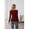 imageVICHYIE Summer Womens Scoop Neck Short Sleeve Shirts Ribbed Slim Fitted Casual Basic Top BlousesLongwine Red