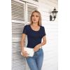 imageVICHYIE Summer Womens Scoop Neck Short Sleeve Shirts Ribbed Slim Fitted Casual Basic Top BlousesNavy