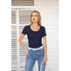 imageVICHYIE Summer Womens Scoop Neck Short Sleeve Shirts Ribbed Slim Fitted Casual Basic Top BlousesNavy