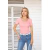 imageVICHYIE Summer Womens Scoop Neck Short Sleeve Shirts Ribbed Slim Fitted Casual Basic Top BlousesPink