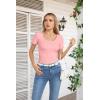imageVICHYIE Summer Womens Scoop Neck Short Sleeve Shirts Ribbed Slim Fitted Casual Basic Top BlousesPink