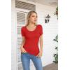 imageVICHYIE Summer Womens Scoop Neck Short Sleeve Shirts Ribbed Slim Fitted Casual Basic Top BlousesRed