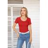 imageVICHYIE Summer Womens Scoop Neck Short Sleeve Shirts Ribbed Slim Fitted Casual Basic Top BlousesRed