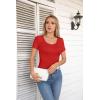 imageVICHYIE Summer Womens Scoop Neck Short Sleeve Shirts Ribbed Slim Fitted Casual Basic Top BlousesRed