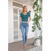imageVICHYIE Summer Womens Scoop Neck Short Sleeve Shirts Ribbed Slim Fitted Casual Basic Top BlousesTeal