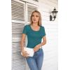 imageVICHYIE Summer Womens Scoop Neck Short Sleeve Shirts Ribbed Slim Fitted Casual Basic Top BlousesTeal