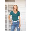 imageVICHYIE Summer Womens Scoop Neck Short Sleeve Shirts Ribbed Slim Fitted Casual Basic Top BlousesTeal