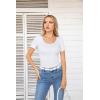 imageVICHYIE Summer Womens Scoop Neck Short Sleeve Shirts Ribbed Slim Fitted Casual Basic Top BlousesWhite