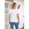 imageVICHYIE Summer Womens Scoop Neck Short Sleeve Shirts Ribbed Slim Fitted Casual Basic Top BlousesWhite