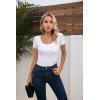 imageVICHYIE Summer Womens Scoop Neck Short Sleeve Shirts Ribbed Slim Fitted Casual Basic Top BlousesWhite