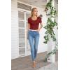 imageVICHYIE Summer Womens Scoop Neck Short Sleeve Shirts Ribbed Slim Fitted Casual Basic Top BlousesWine Red