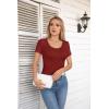 imageVICHYIE Summer Womens Scoop Neck Short Sleeve Shirts Ribbed Slim Fitted Casual Basic Top BlousesWine Red