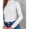 imageVICHYIE Women Long Sleeve Shirt Mock Neck Ribbed Knit Slim Fitted Fall Clothes UnderwearWhiteno Fleece Lined