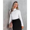 imageVICHYIE Women Long Sleeve Shirt Mock Neck Ribbed Knit Slim Fitted Fall Clothes UnderwearWhiteno Fleece Lined