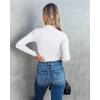 imageVICHYIE Women Long Sleeve Shirt Mock Neck Ribbed Knit Slim Fitted Fall Clothes UnderwearWhiteno Fleece Lined
