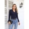 imageVICHYIE Womens Long Sleeve Shirts Lapel V Neck Slim Fitted Ribbed Knit Trendy Tight Polo TopsLong Navy Blue