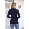 imageVICHYIE Womens Long Sleeve Shirts Lapel V Neck Slim Fitted Ribbed Knit Trendy Tight Polo TopsLong Navy Blue